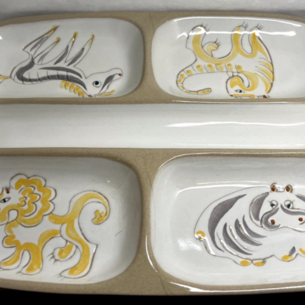 Glidden Pottery 280 Menagerie Divided Serving Tray/Dish By Ernest Sohn Circus